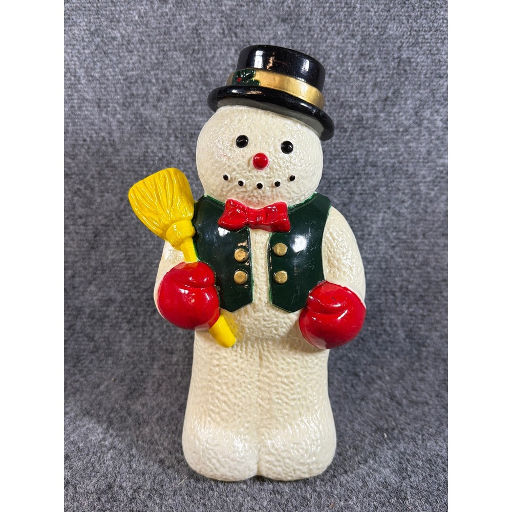 Vintage Christmas Snowman Blow Mold Style Figurine 9.5 Inch Holiday Decor
